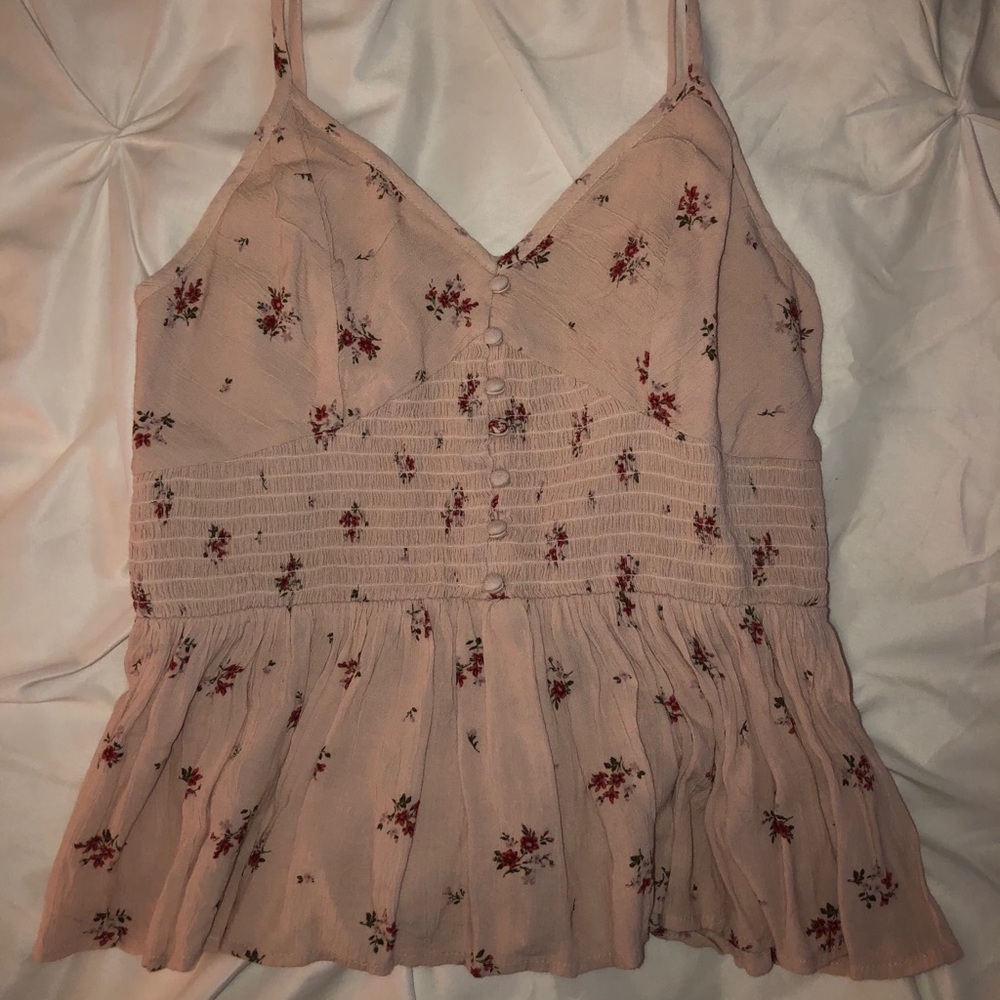 American eagle pink floral tank top